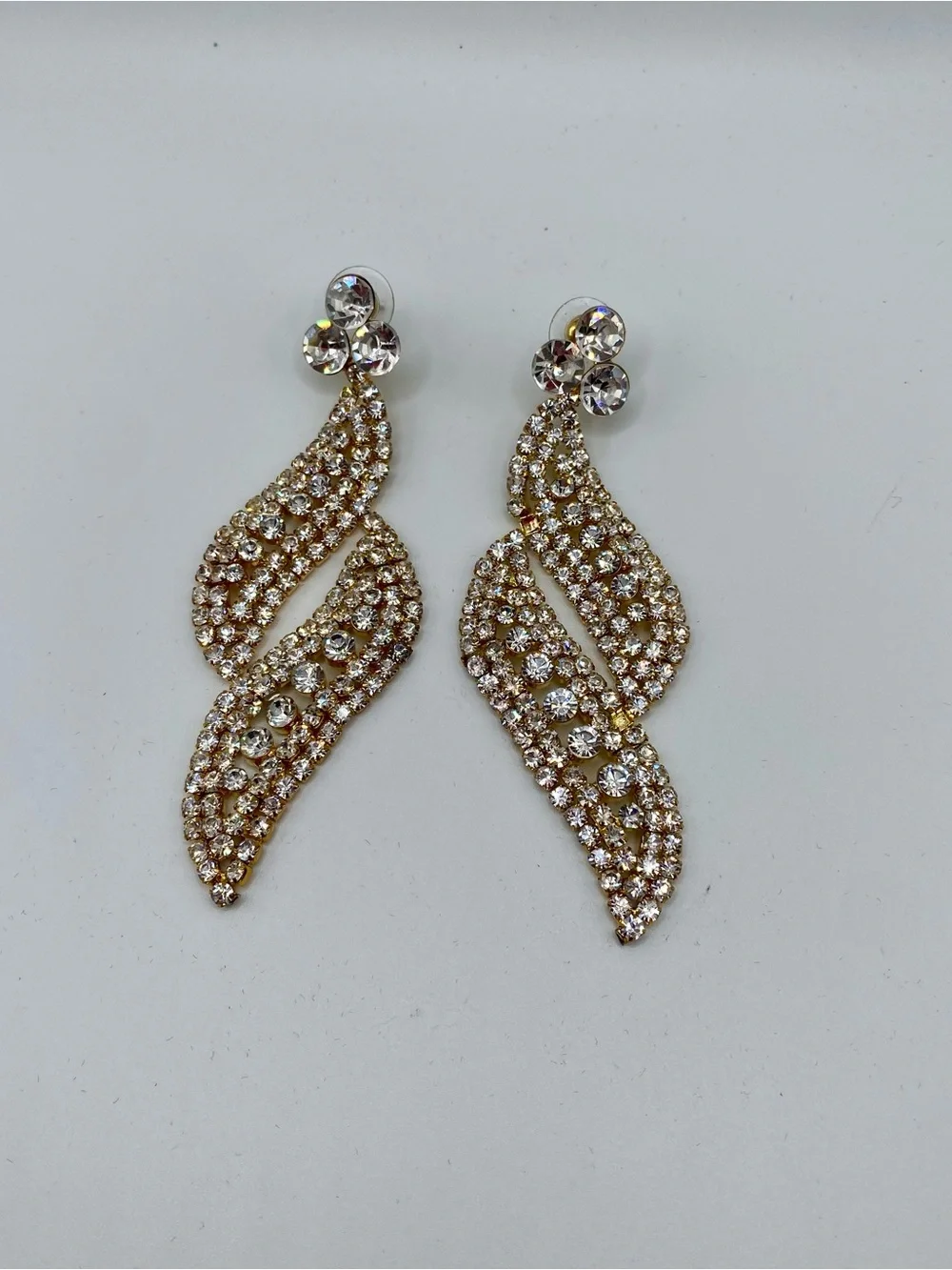 Crystal-Embellished Gold Drop Earrings - Women Jewelry